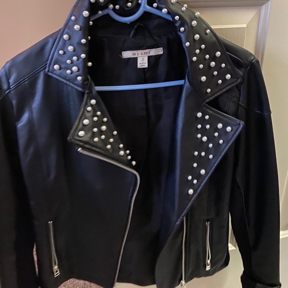 Francesca’s Leather Pearl Jacket